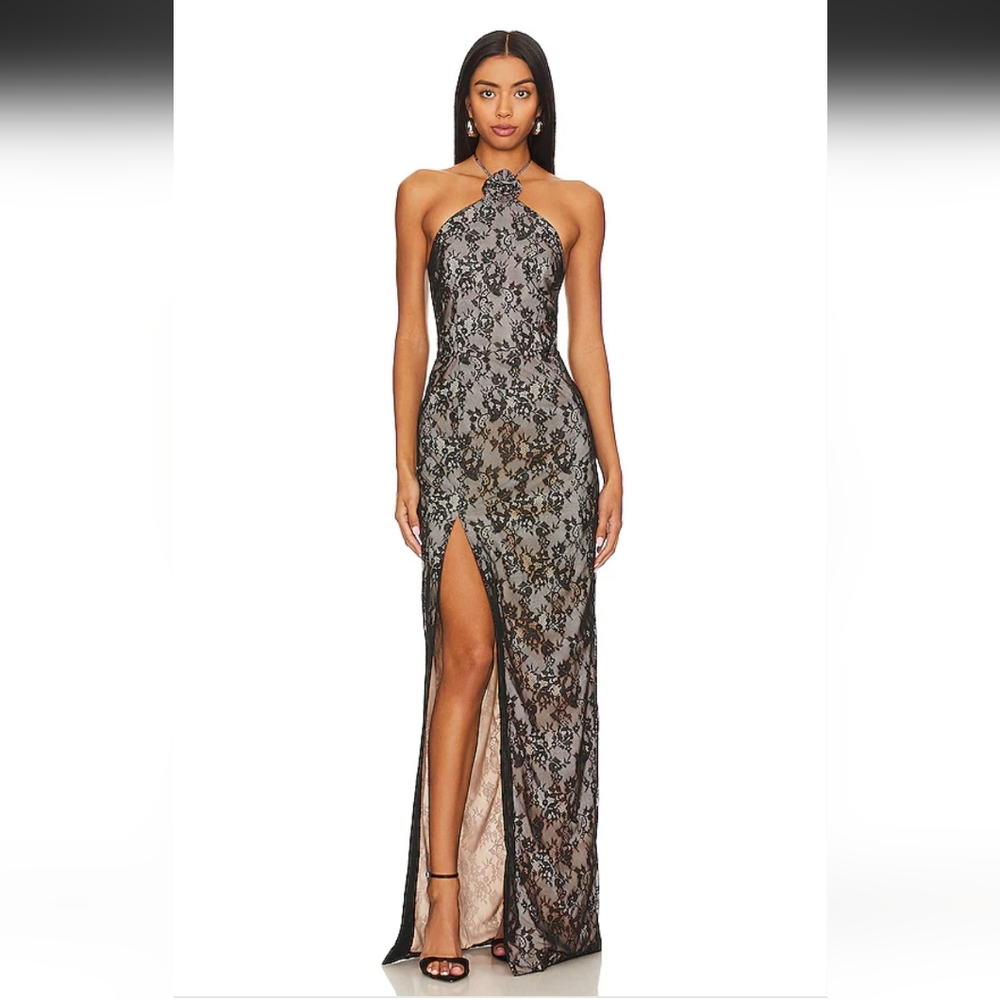 Amanda Uprichard X REVOLVE Sandy Gown in Black Lace